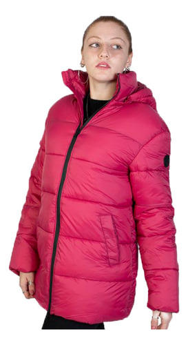 Campera Topper Lifestyle Mujer Puffer Long Fucsia Cli