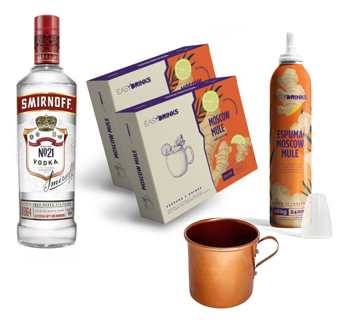 Vodka Smirnoff 600ml + Kit Drink Moscow Mule Easy Drinks