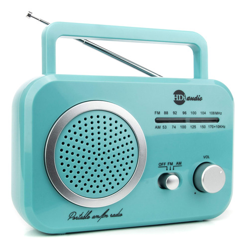 Hdi Audio Radio Verde Azulado Plateado Premium Home Retro Am