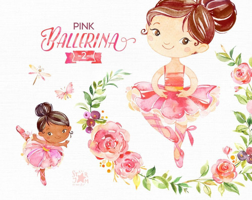 Clipart Linda Bailarina Rosa Acuarela