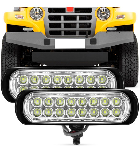 2 Farol Auxiliar 16 Led Jeep Caminhonete Gaiola Buggy Moto