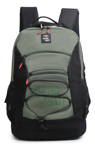 Mochila Alpine Skate Bolsillos Múltiples Y Tiras Acolchadas Color Verde Diseño De La Tela Lisa