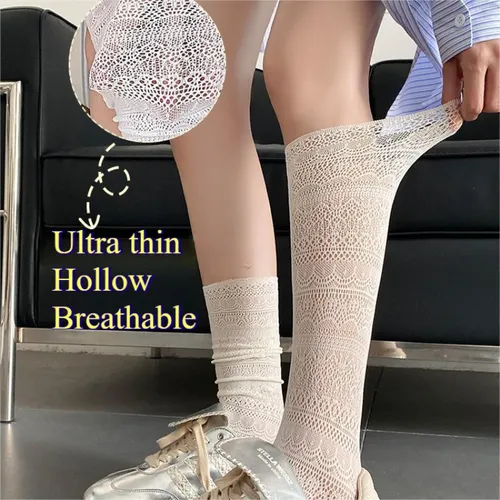 2 Pares De Calcetines De Verano Con Encaje Hueco En Forma De