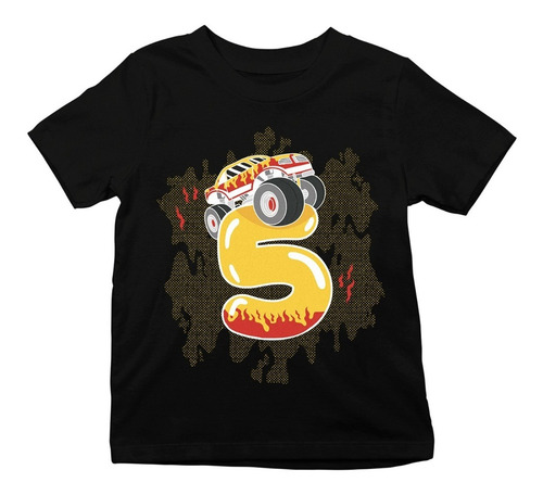 Imagen 2 de 7 de Playera De Cumpleaños Personalizada -para Niño-monster Truck