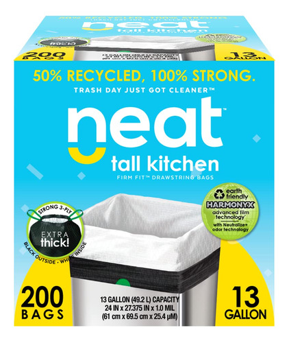 Neat Tall Kitchen - Bolsas De Basura Con Cordon De 13 Galone