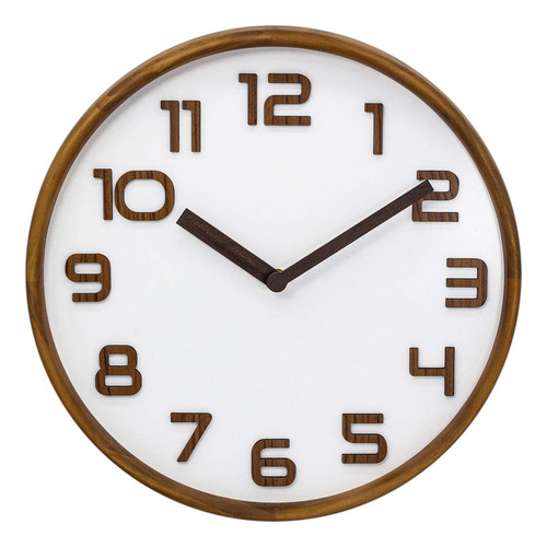 Aromustime Reloj De Pared Redondo De Madera De 12 Pulgadas C