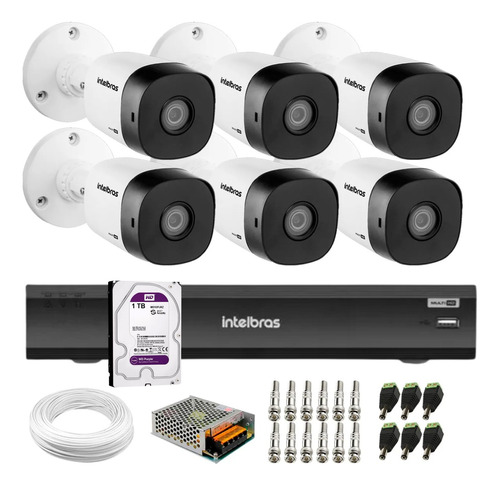 Kit Intelbras 6 Cam Fullhd 1220b 1080p Dvr Imhdx 3008 Hd 1tb