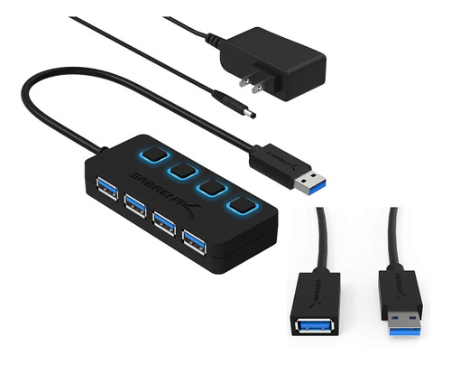 Sabrent Hub Usb 3.0 4 Puerto Cable Extension 3 Pies