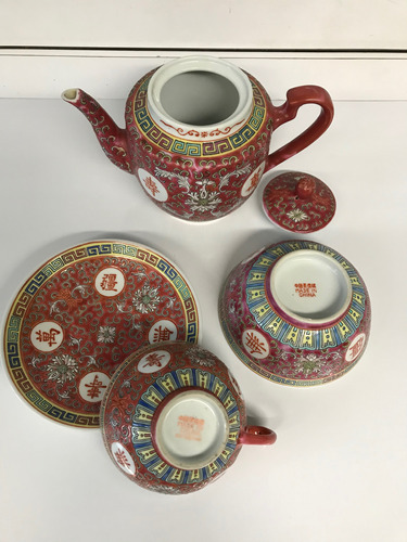 Tetera, Taza, Bowl De Porcelana China, Bowl Plato Y Cuchara
