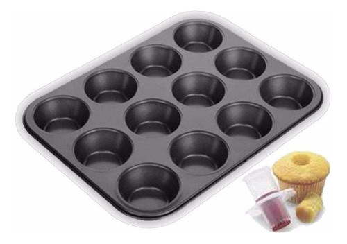 Molde Para 12 Muffins Cupcakes Teflon Sacabocado Extractor-