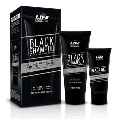 Life For Men Combo Black Shampoo + Black Gel