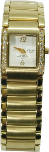 Relógio Condor Feminino Dourado Quadrado + Brinde