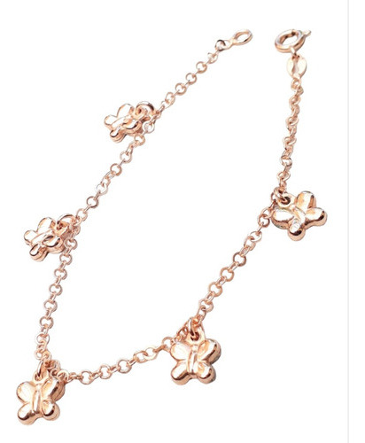 Pulsera Plata 925 Italiana Rose Dijes Mariposas Ppl335 