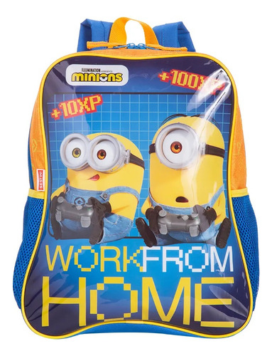 Mochila Escolar Costas M Minions Gamer Sestini Cor Azul