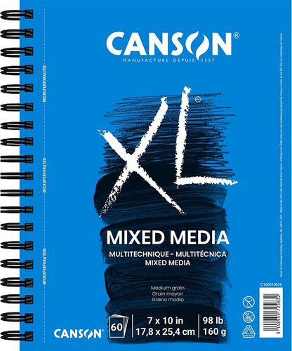 Cuaderno Dibujo, Acuarela Canson Xl Mix Media 18x25cm 60 Hjs