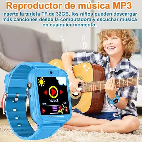 Reloj inteligente para niños, reloj de juego para niños de 4 a 8 años,  reloj para niños pequeños con reproductor de video musical/reloj  despertador