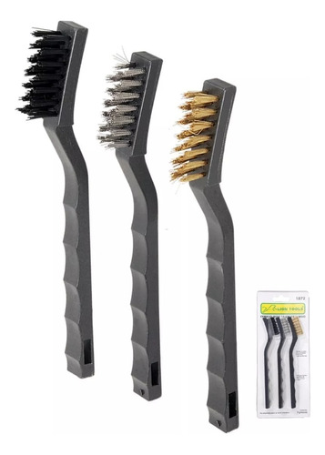 Set Cepillos Cerdas Alambre, Acero Y Nylon Lion Tools 1872