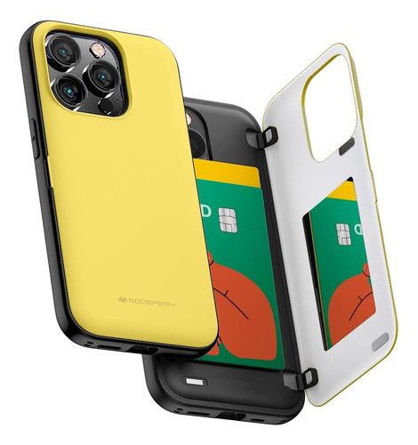 Funda Goospery Para iPhone 14 Pro Shockpr Wallet Yellow