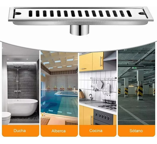 Desagüe Ducha Baño 60x10cm Rectangular Acero Inox