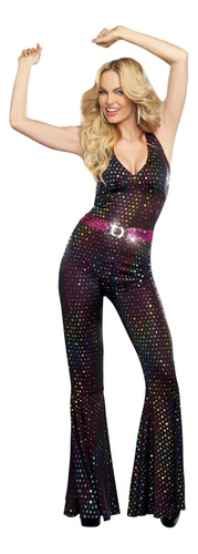 Dreamgirl Disfraz De Muñeca Disco Para Mujer, Negro, Mediano