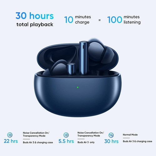 Audífonos Realme Buds Air 3 42db Con Cancelación Activa De Color Azul