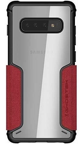 Funda Galaxy S10  Plus Billetera De Cuero Hibrido Rojo Exec 