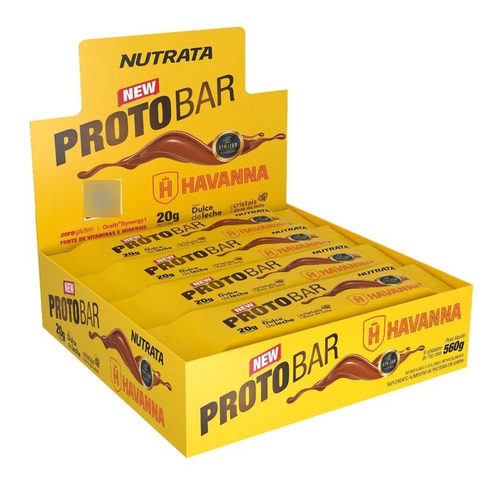 Kit 4un Protobar Display 9 Barras Havanna Doce Leite Nutrata