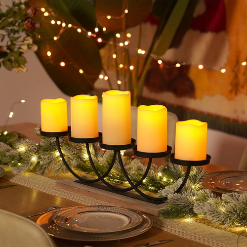 Velas Impermeables Sin Llama Homemory, Velas De Pilas Led Dark Ivory Set Of 5