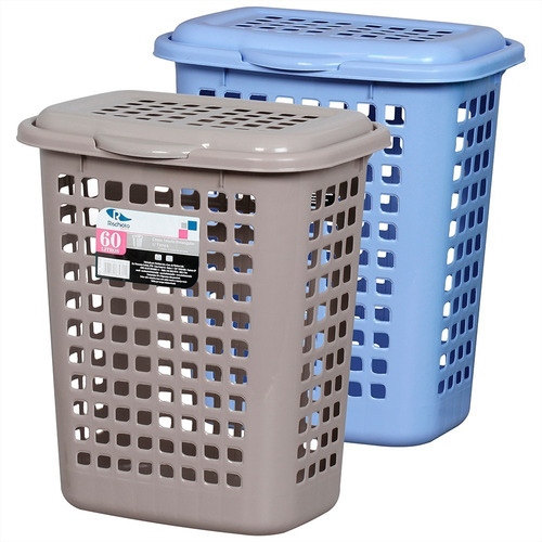 Canasto Cesto Para Ropa Rectangular Con Tapa 60 Litros