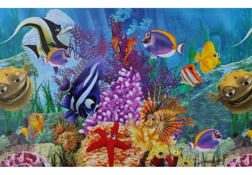 Painel Aquário Decorativo 40x30cm Enfeite Dory Coral Mar