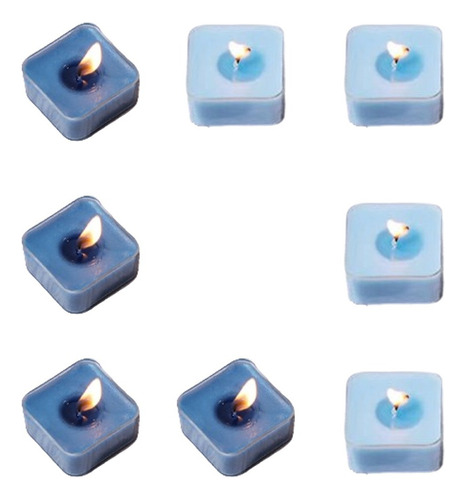Velas Aromáticas Con Forma De Tetragono Azul, 8 Unidades Cn