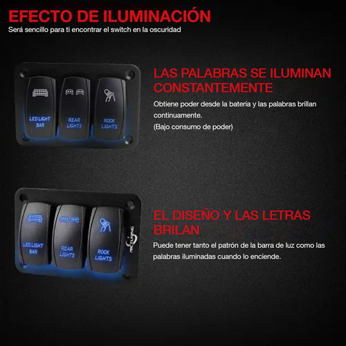Panel De Interruptores Basculantes 3 Terminales C Luz Led