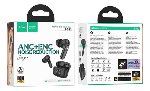 Audífonos In Ear Bluetooth Hoco Tws Eq22 Anc Enc Negro