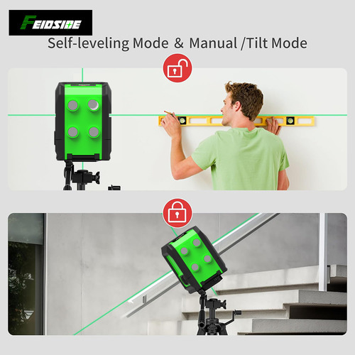 Nível De Laser De 2 Linhas+adaptador+bolsa Com Cordão+base T