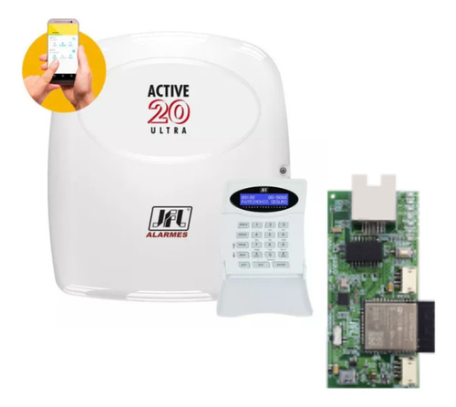 Central De Alarme Active20 Ultra + Tec 300 + Modulo Ethernet