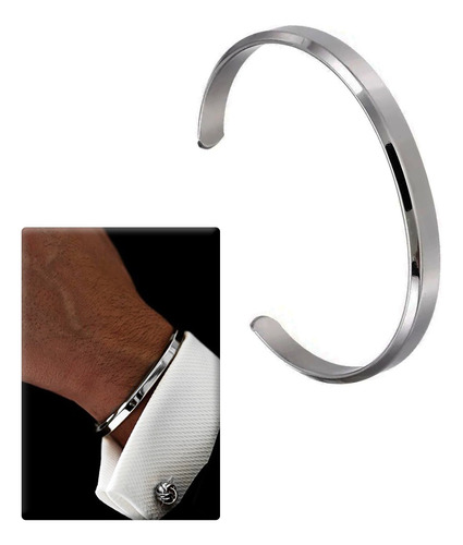 Pulseira Masculina Bracelete Aço Tungstênio Prata C Garantia