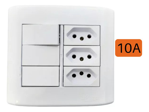 Interruptor 1 Tecla Simples E 3 Tomadas 10/20a Com Placa 4x4