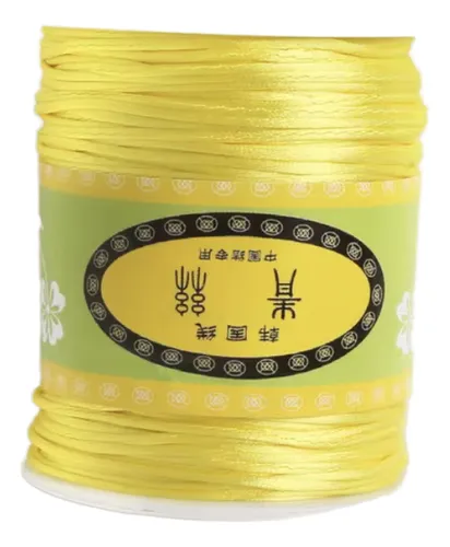 Hilo Cordón Cola De Ratón Rayon Color Amarillo 1mm 80 Mtrs