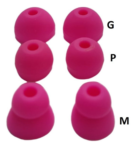 3 Pares Proteçao Fone De Ouvido Silicone Em 3 Formatos Cor PinkGMP