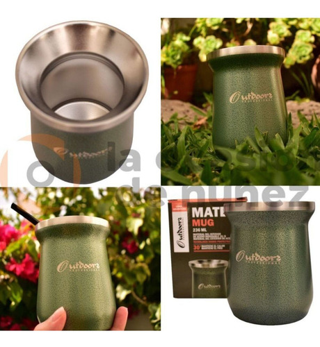 Imagen 5 de 8 de Termo 1,4l Outdoorz Pico Cebador 24hs Frio Calor Kit + 2mate