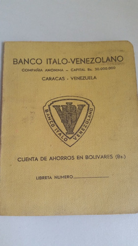 Libreta De Ahorros Banco Italo Venezolano Antigua