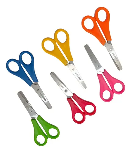 Kit Tesoura Escolar Multiuso Cabo Colorido 13cm Caixa 24 Un