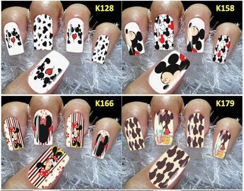 384 Películas Para Unhas 32 Cartelas Adesivos Mickey Minnie