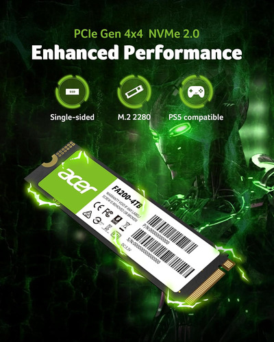 Acer Fa200 Nvme Gen4 Ssd 1tb, Pcie 4.0, M.2 2280, Read Sp...