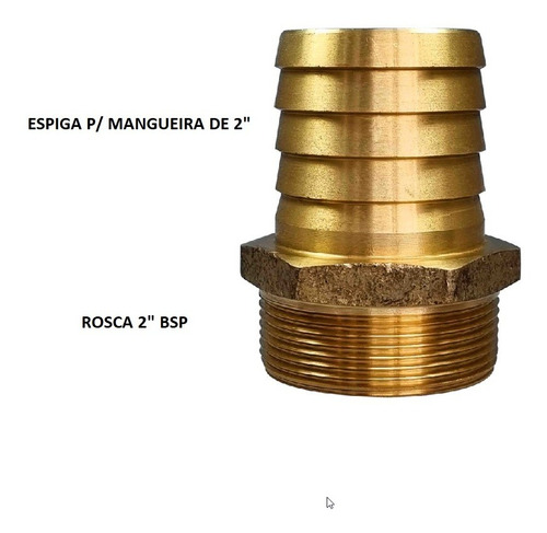 Espigão Mangueira De 2 X Rosca Macho 2 Ar Agua Latão