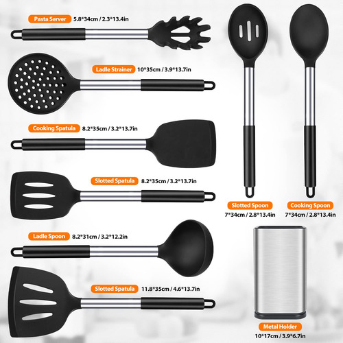Set De Cocina Antiadherente 8 Piezas De Silicona Con Mango D