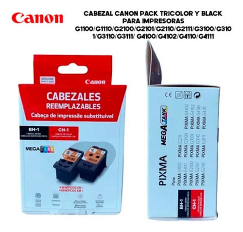 Pack Cabezales Canon Bh-1 Negro Ch-1 Color G1100 G3100 G4100