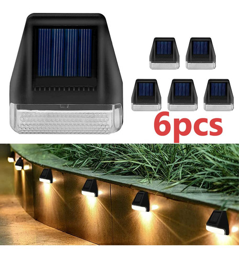 6pcs Luces Solares Escaleras Valla Decoración Jardín