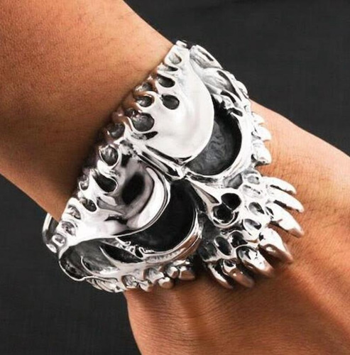 Pulsera Brazalete Cabeza Cráneo Calavera Gótico Para Hombre