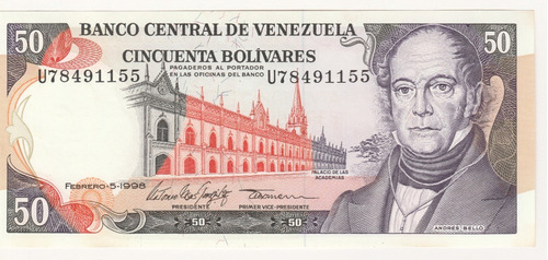 Imagen 1 de 2 de Billete Venezuela 50 Bs Febrero 5 1998 U8 Unc